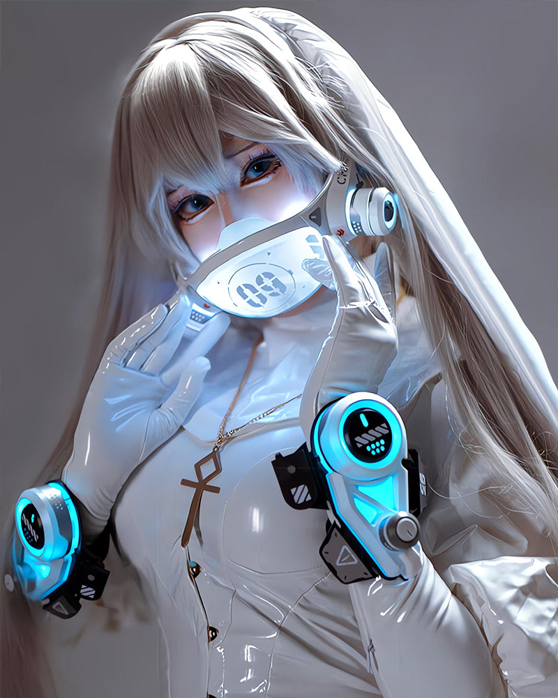 Cyberpunk LED Light-Up Mecha Mask