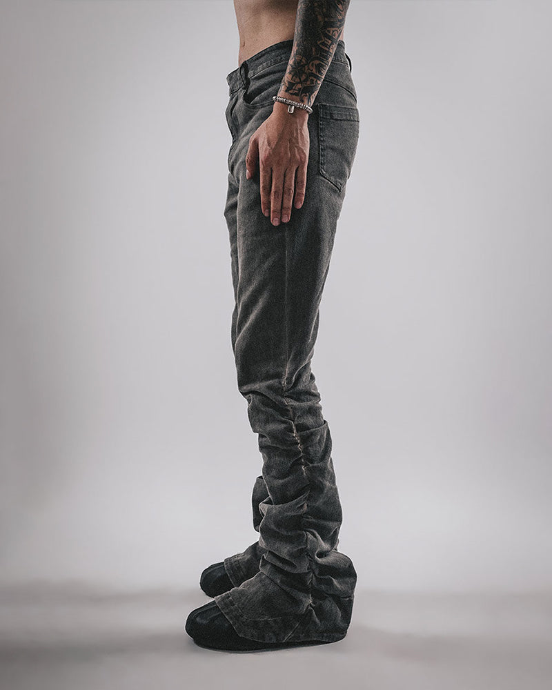 Post-Apocalyptic Slim Fit Flare Horseshoe Denim Pants