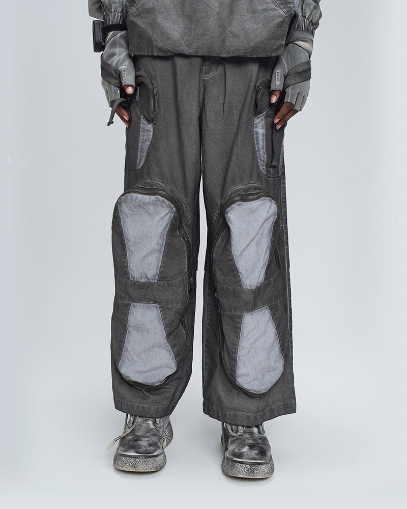 Post-Apocalyptic Multi-Pocket Patchwork Cargo Pants