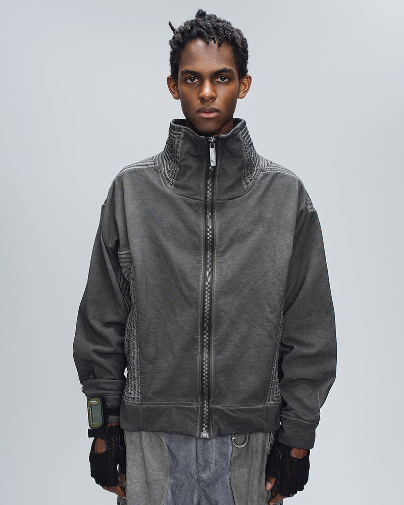 Washed Textured Panel Tech Jacket