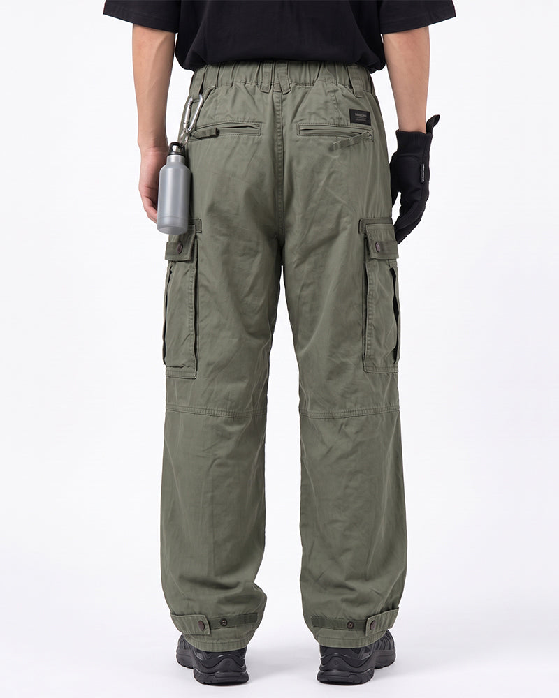 Distressed Multi‑Pocket Wide‑Leg Cargo Pants