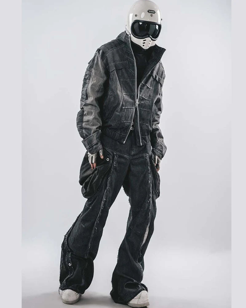 Post-Apocalyptic Stand-Collar 3D “Dragon Spine” Motorcycle Jacket