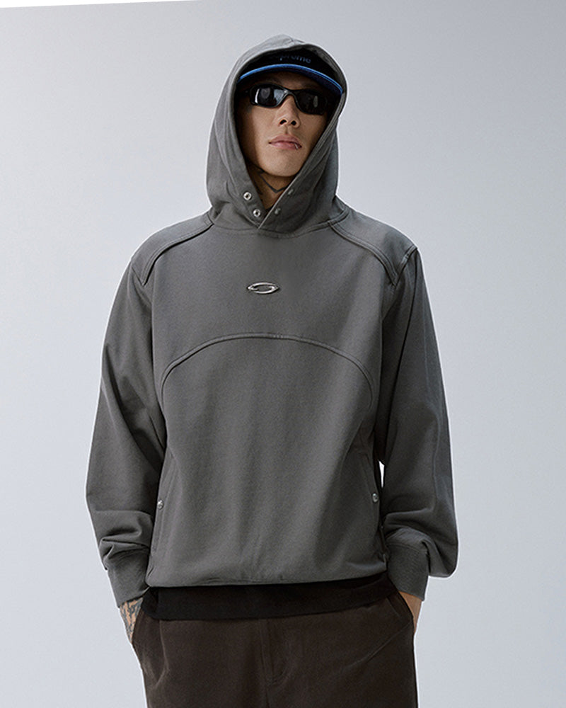 Essential Metal Badge Snap Hoodie