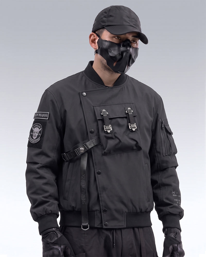 Techwear Skull Black Bomber Cyberpunk Jacket