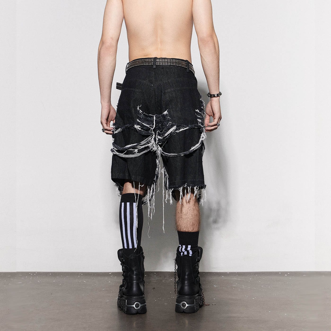 Heavily Distressed Denim Shorts