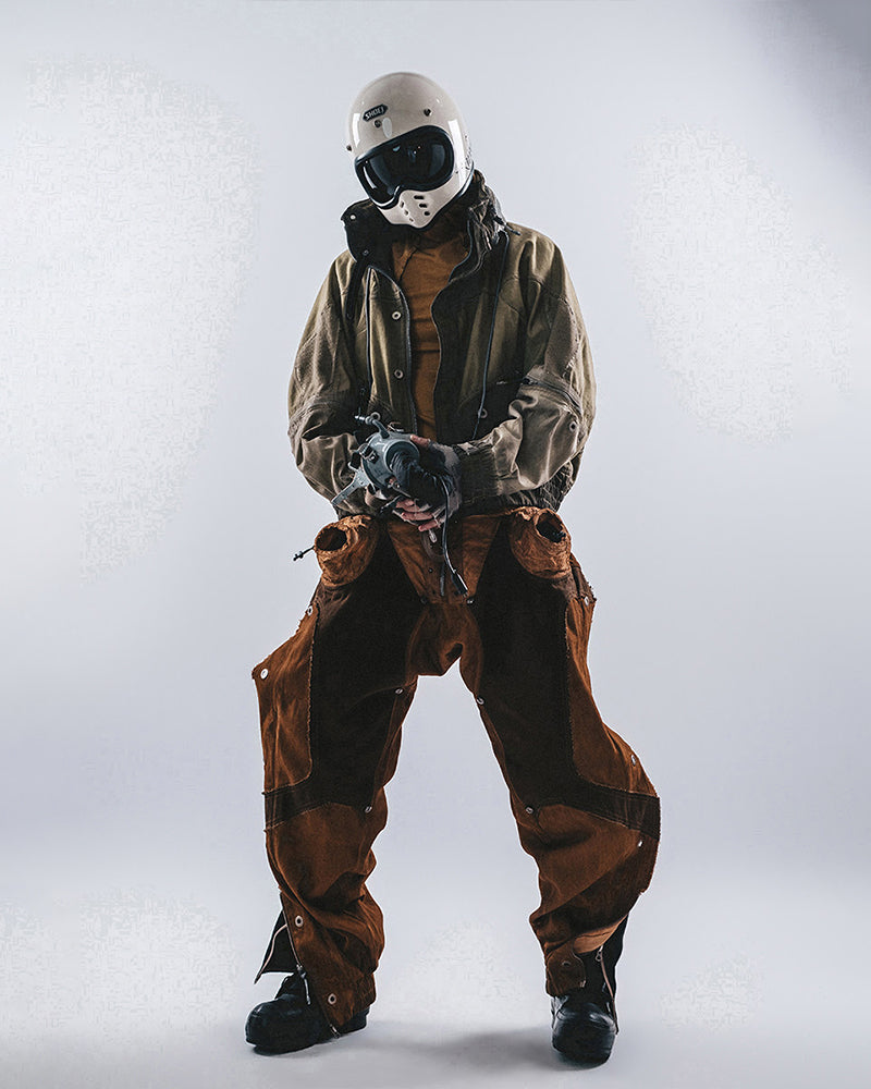 Wasteland Distressed Fin-Flap Multi-Zip Lumber Cargo Pants