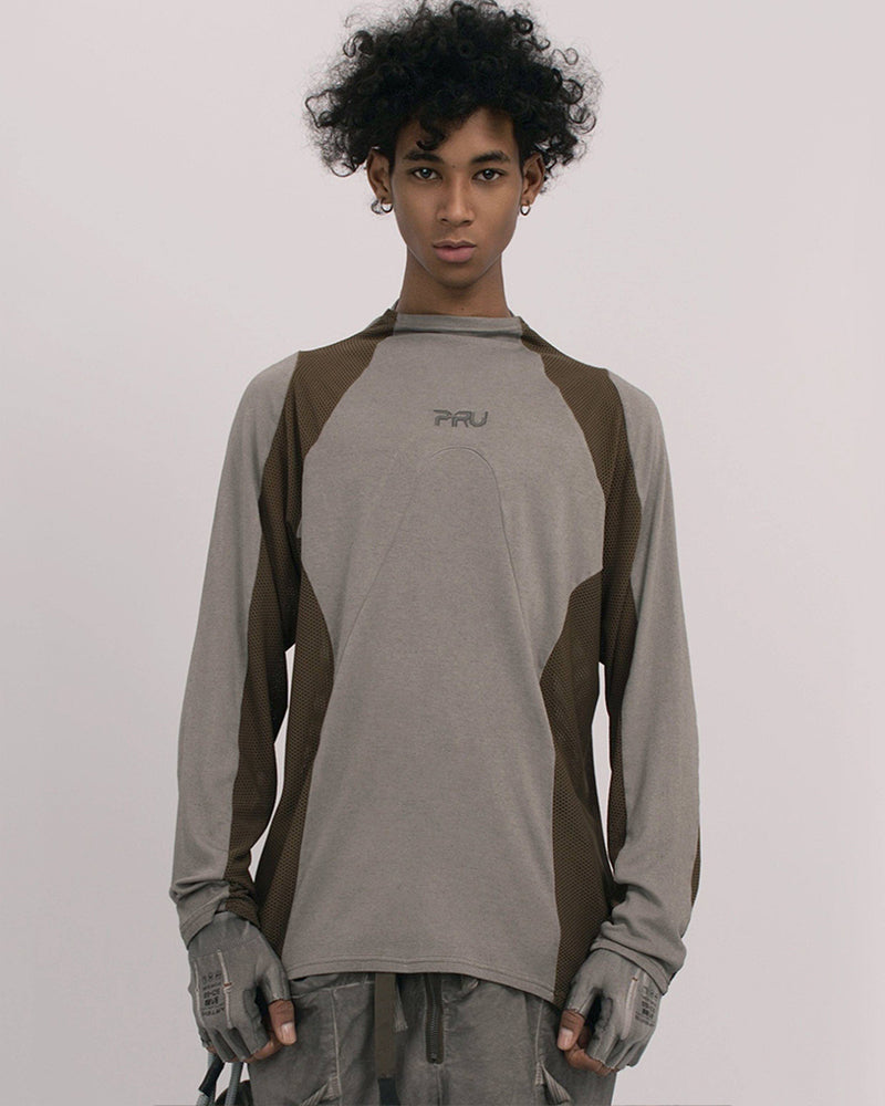 Techwear Mesh Panel Long-Sleeve Tee
