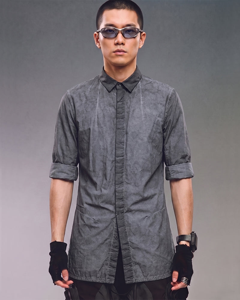 Wasteland Vintage Dirty Wash Distressed Long Sleeve Shirt