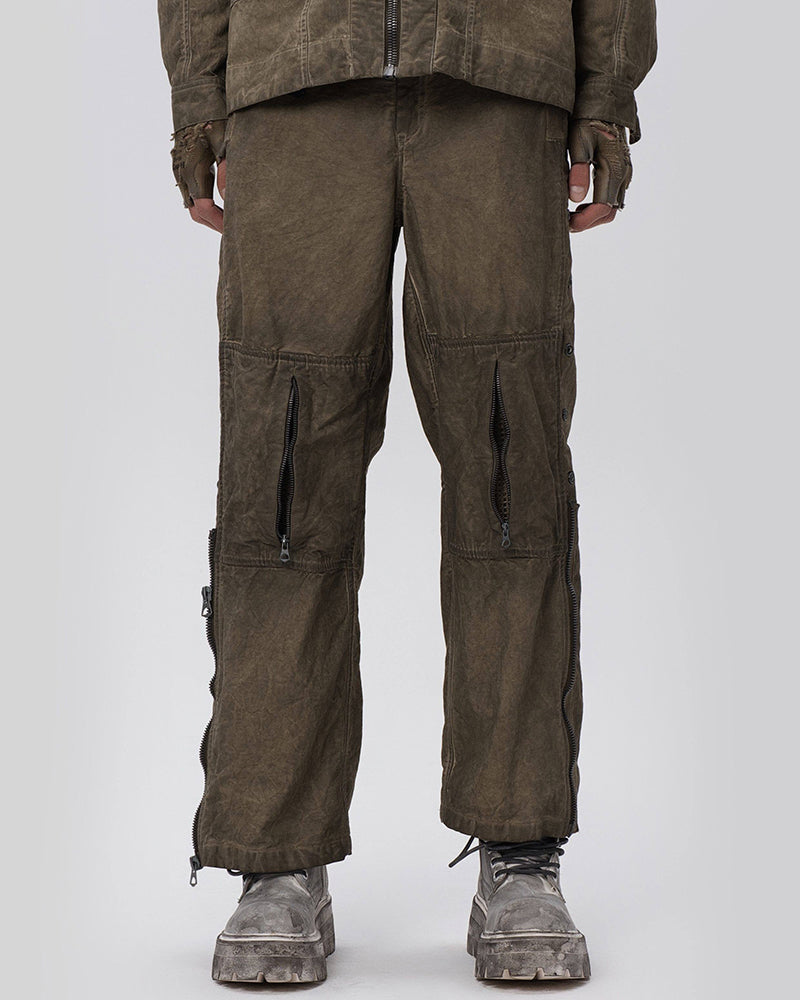 Post-Apocalyptic Faded Multi-Zip Cargo Pants