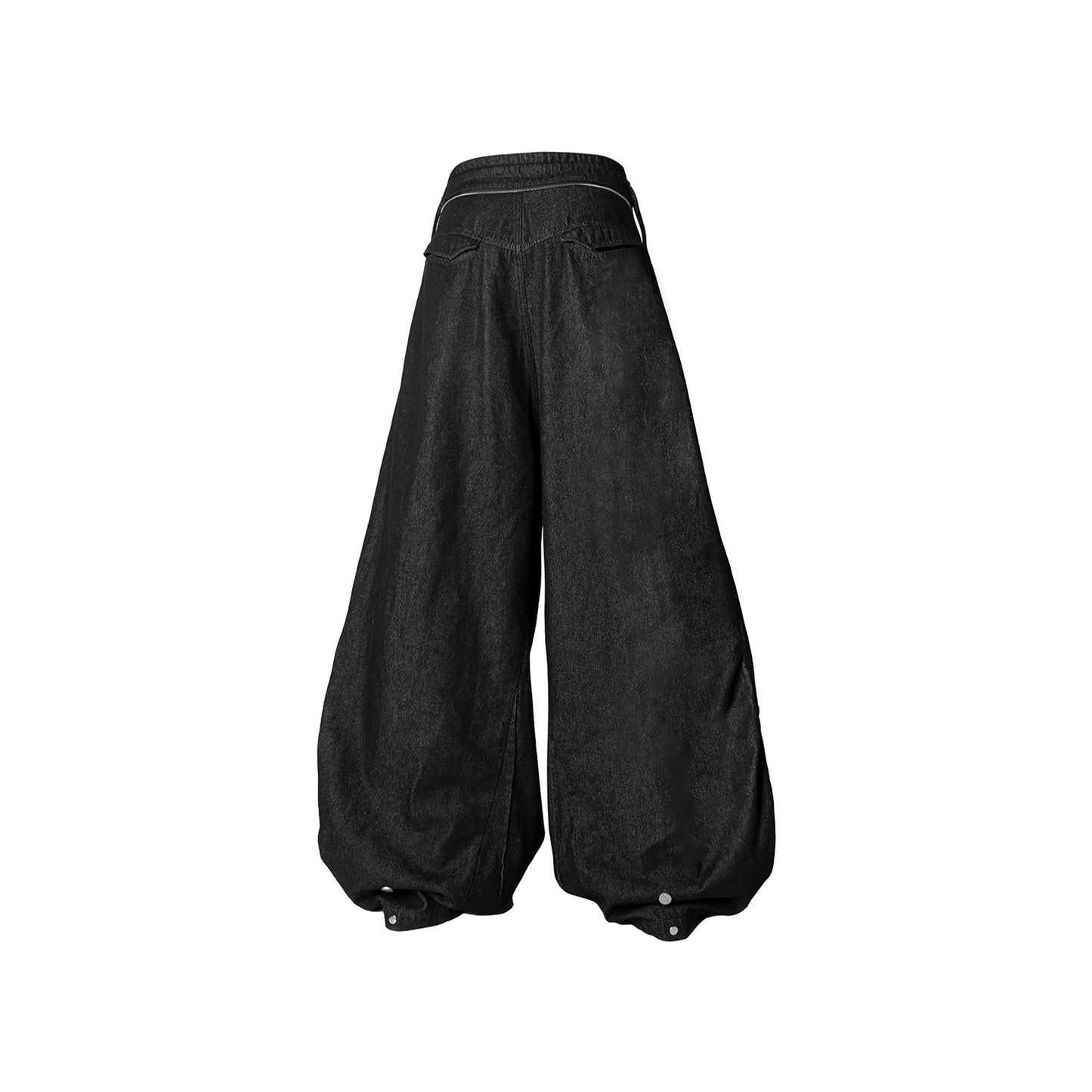 Drawstring Pleated Oversized Raw Jeans