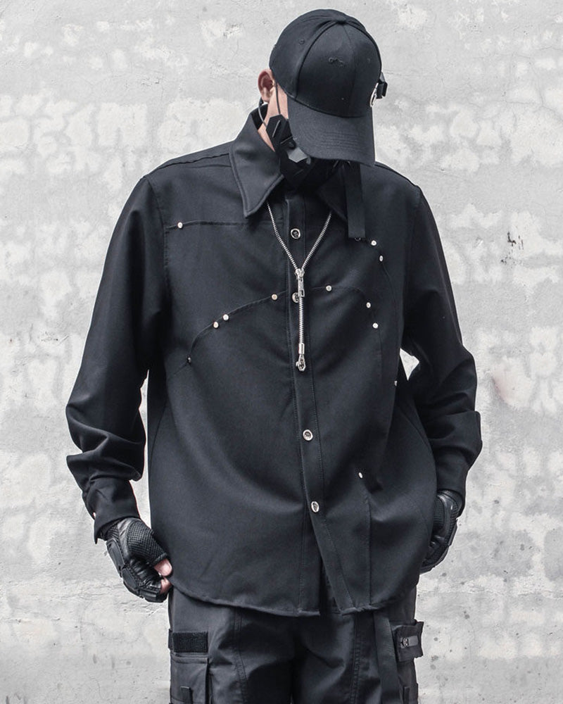 Japanese Darkwear Studded Patchwork Shirt