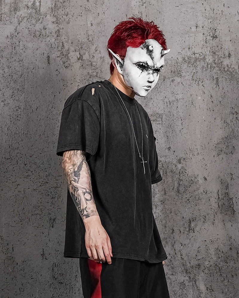 Washed Ripped Gradient T-Shirt Black