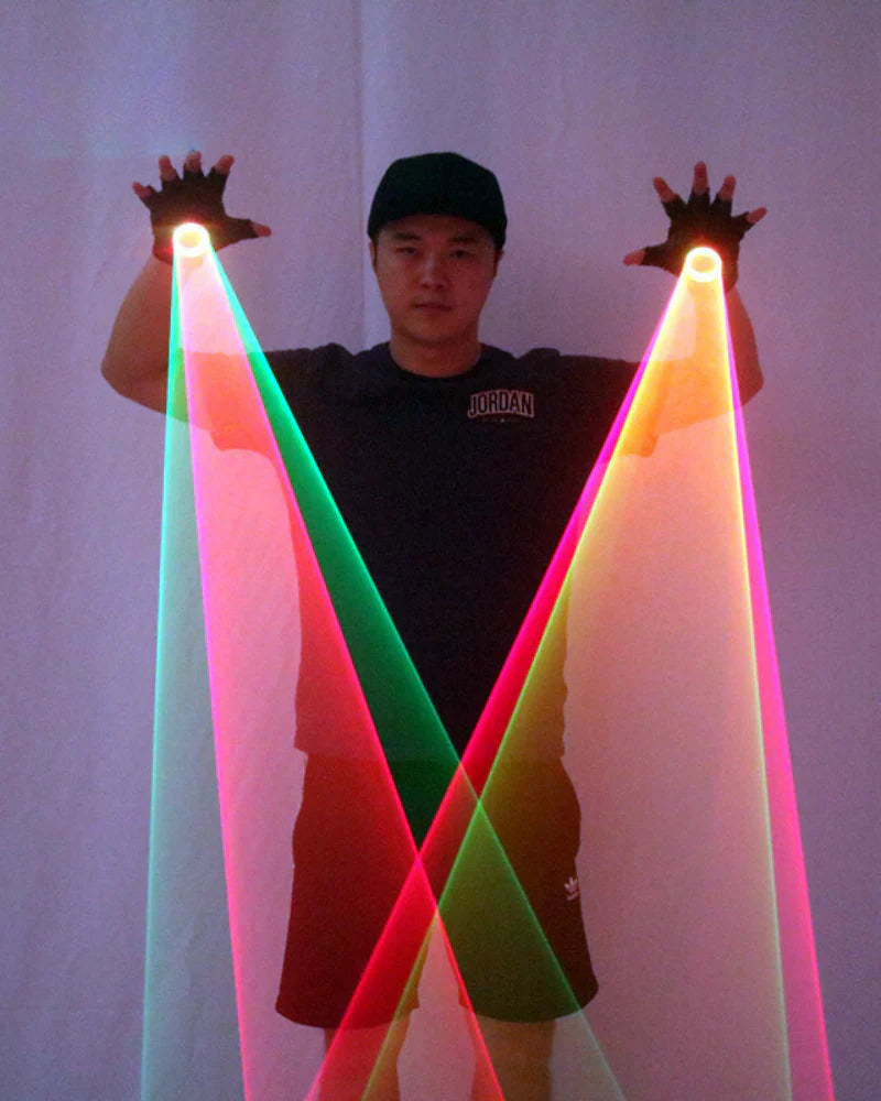 Cyberpunk Red&Green Laser Light Up Gloves