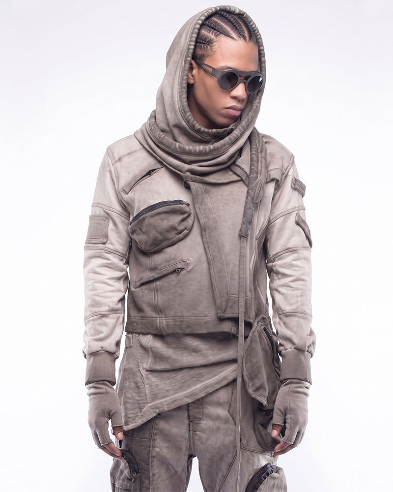 Post-Apocalyptic Asymmetric Dirty Dye Hoodie