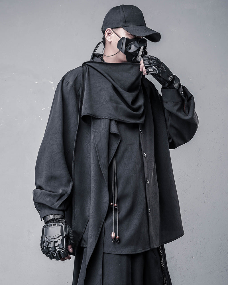 Darkwear Style Japanese Urban Scarf Collar Shirt