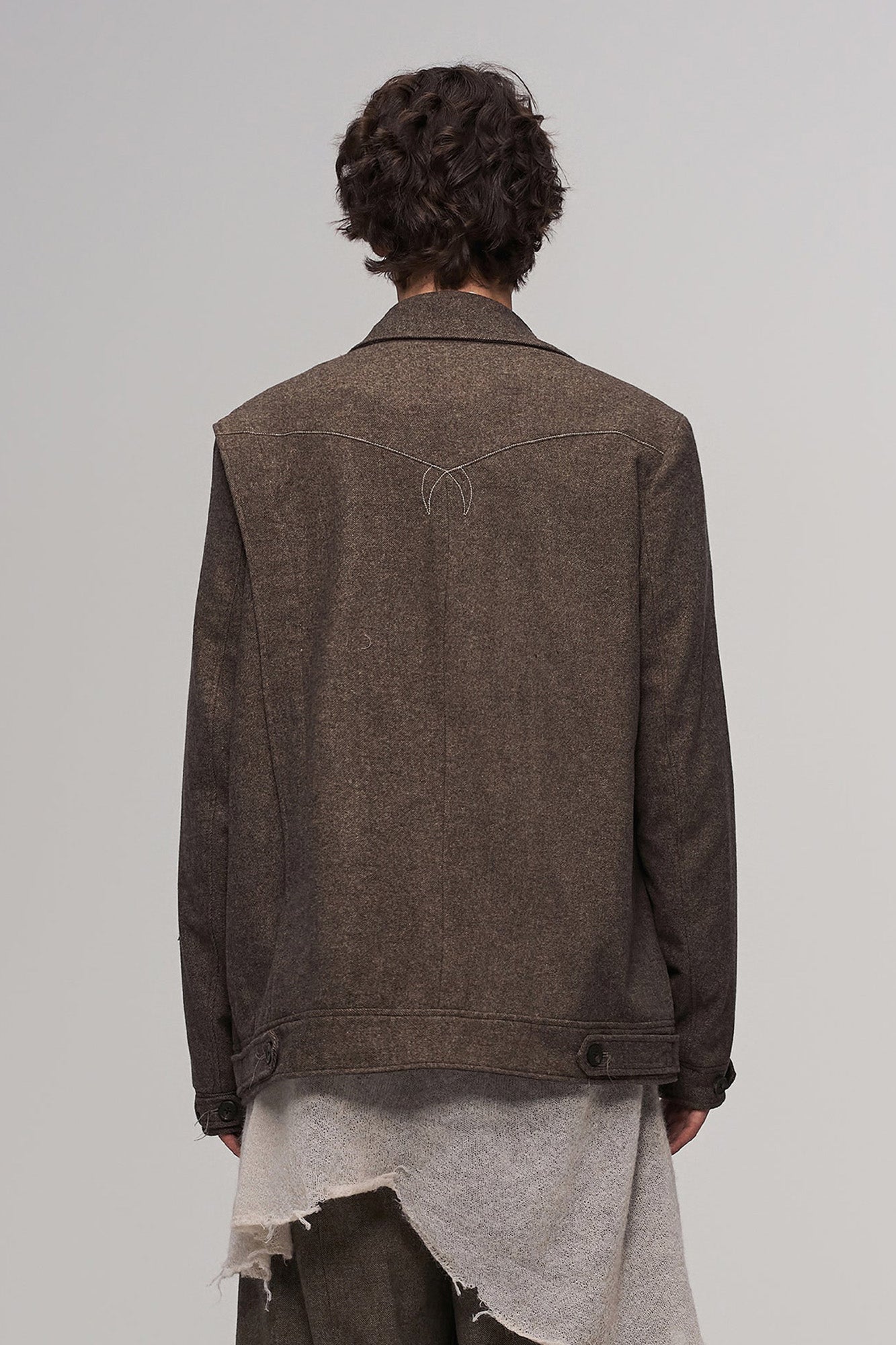Deconstructed Arc Panel Wool Blend Jacket