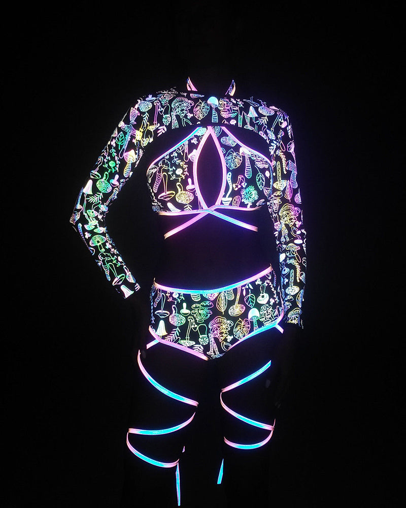 Reflective Rave Clothing Cross Strap Shiny Swimsuit
