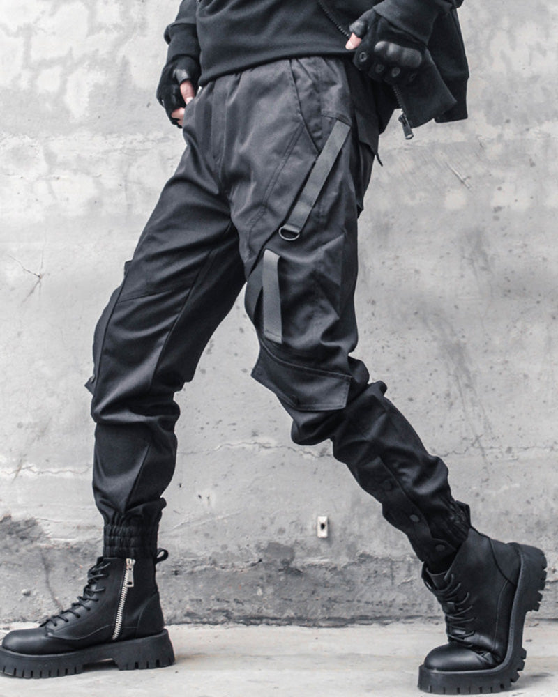 Ninja Techwear Black Slim Cargo Pants