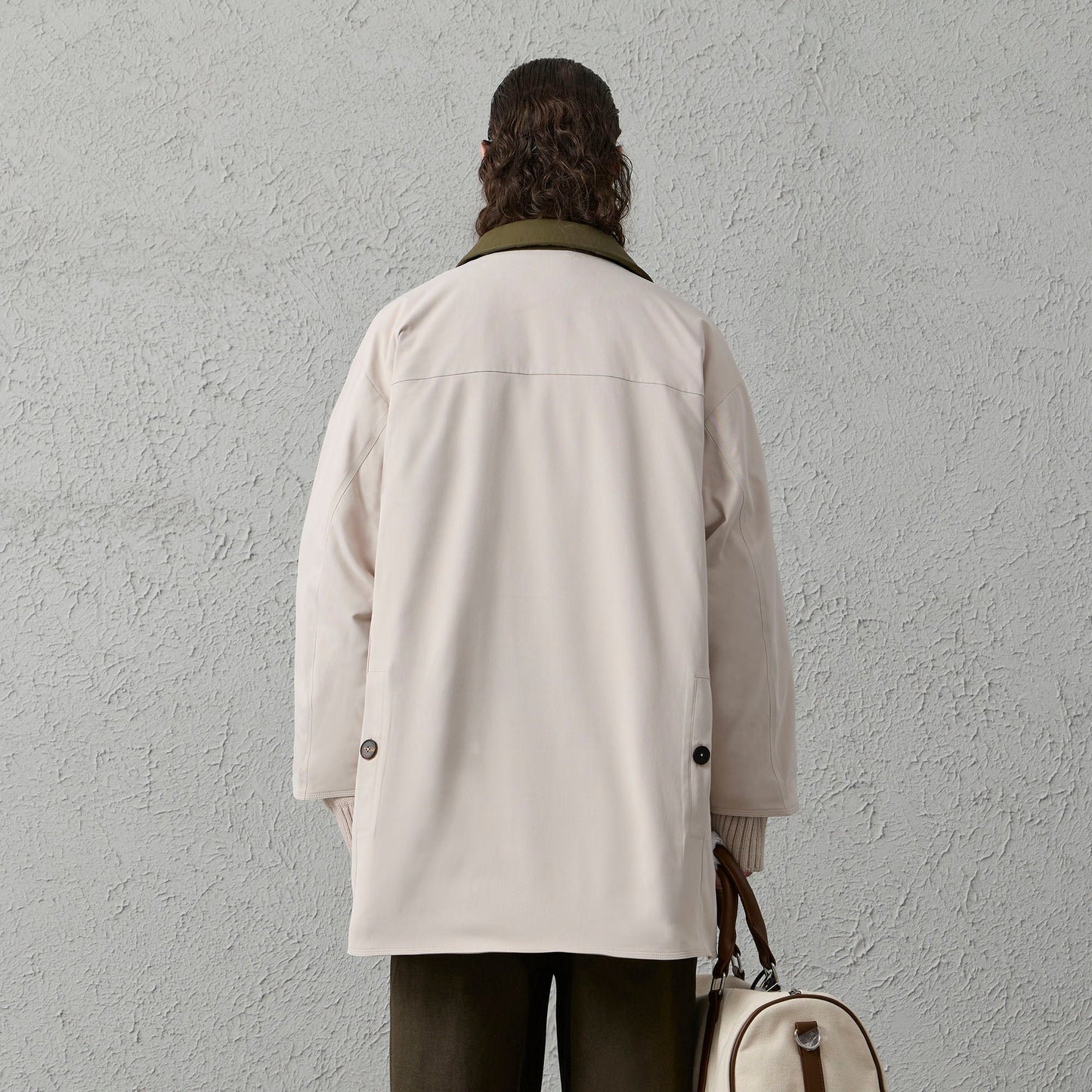 Contrast PU Midi Down Coat