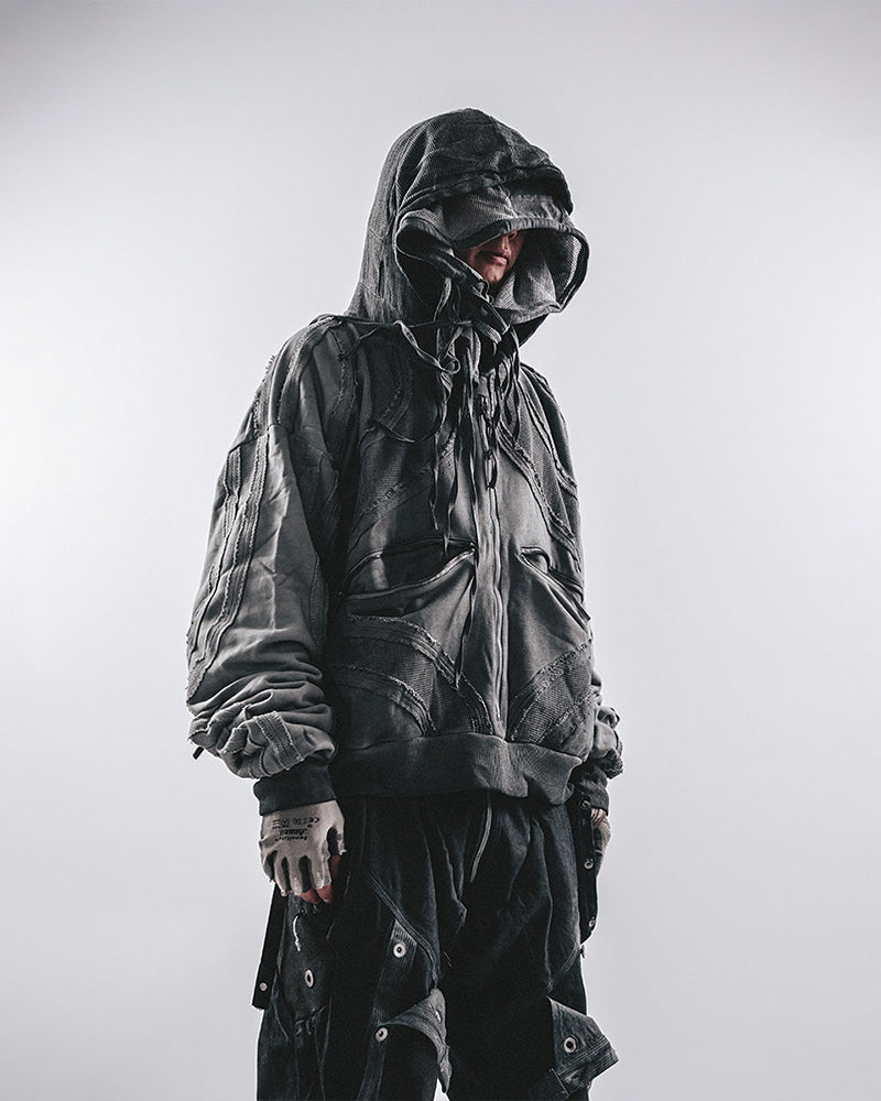 Post-Apocalyptic Deconstructed Patchwork Hooded Jacket