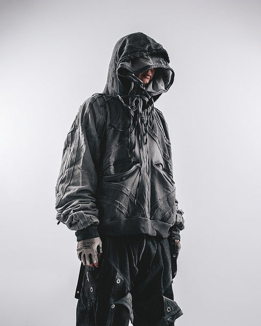 Post-Apocalyptic Deconstructed Patchwork Hooded Jacket