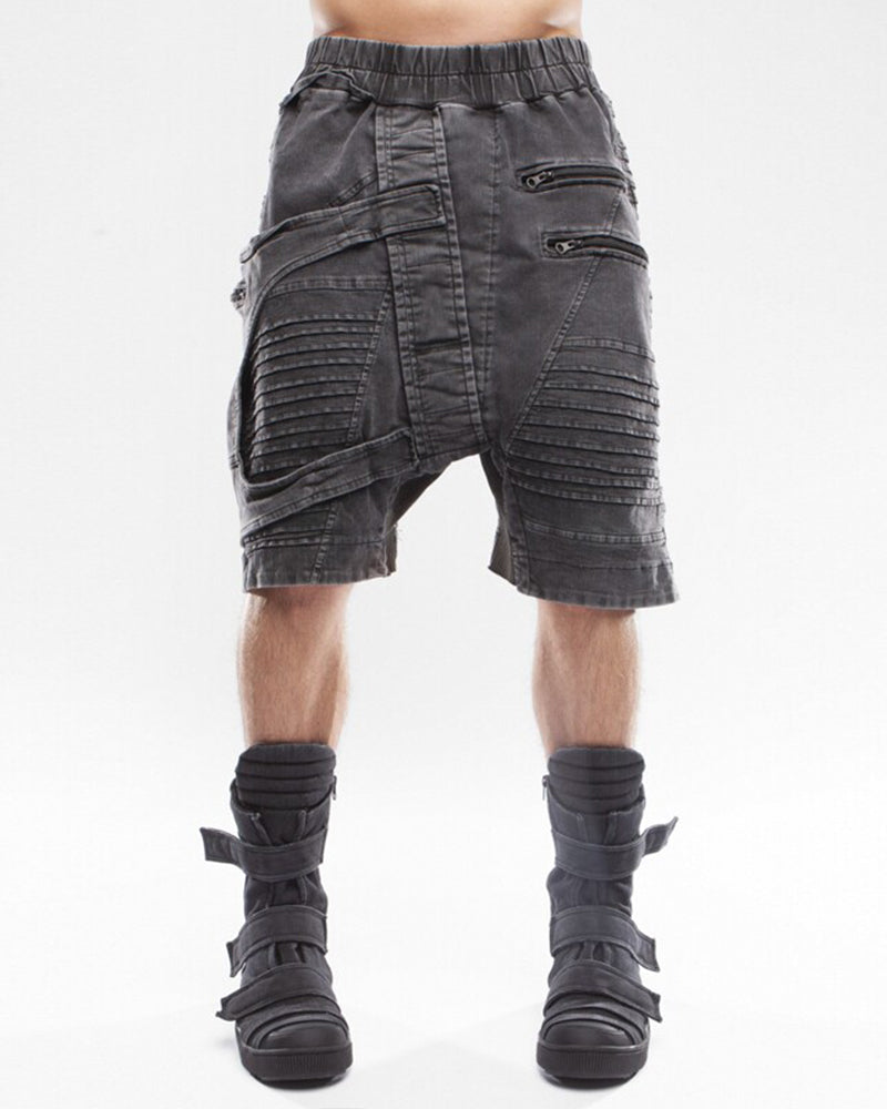 Vintage Tie-Dye Distressed Multi-Pocket Cargo Shorts