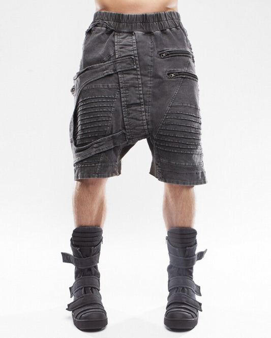 Vintage Tie-Dye Distressed Multi-Pocket Cargo Shorts
