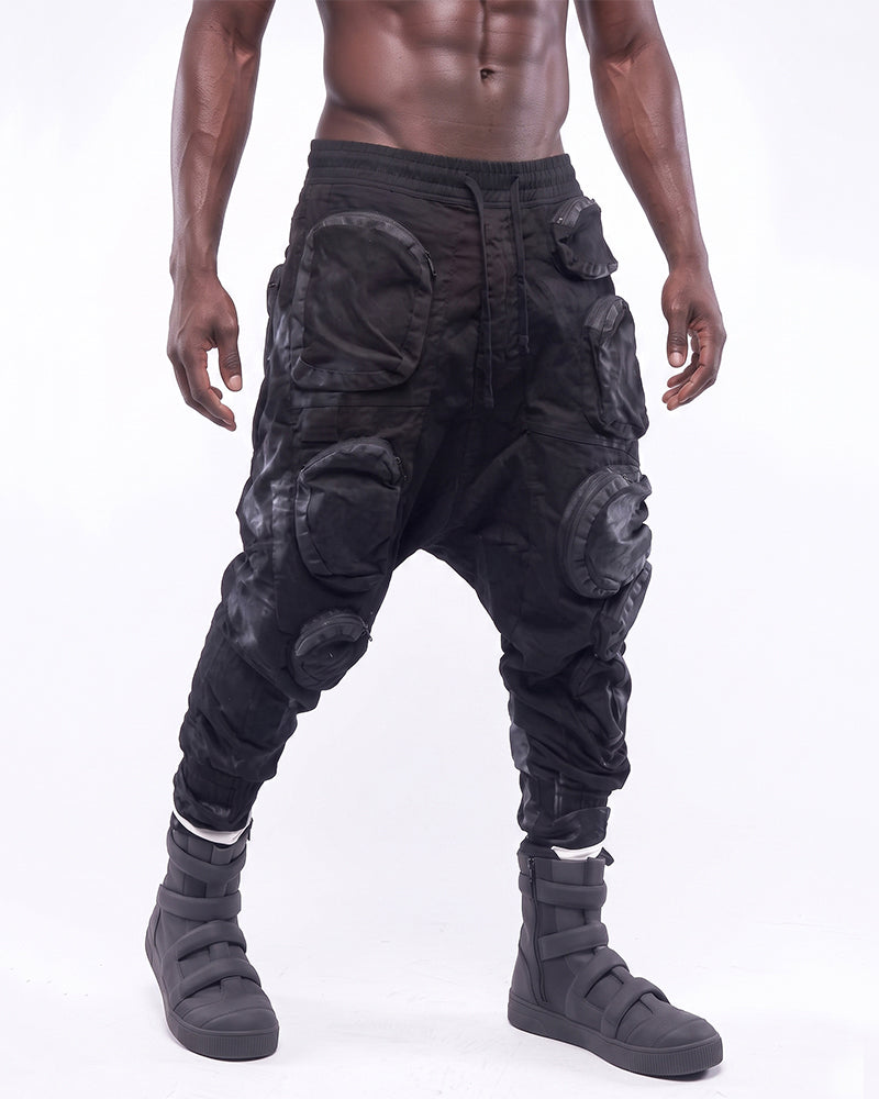 Wasteland Multi‑Pocket Drop‑Crotch Cargo Pants