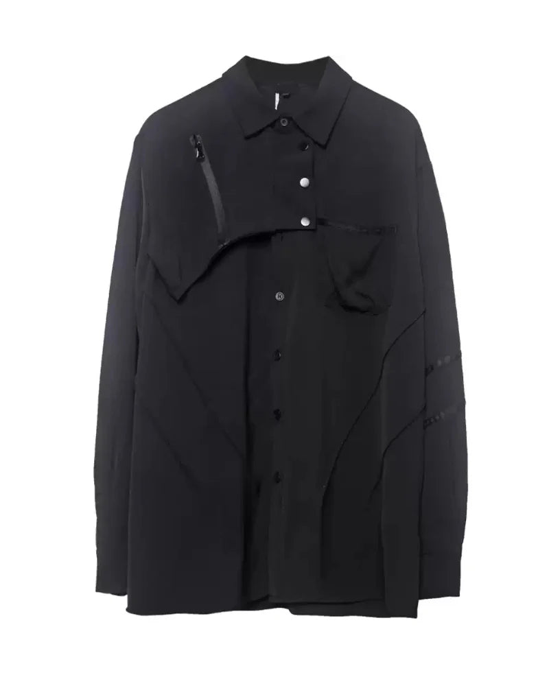Streetwear Black Long-Sleeve Shirt