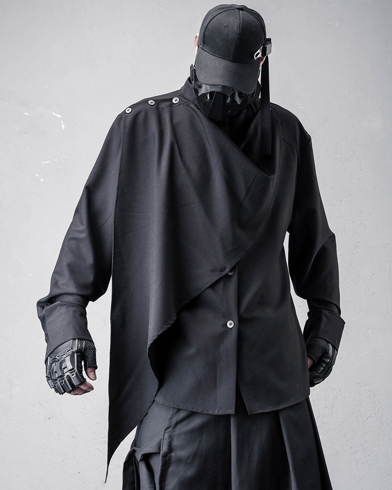 Darkwear Style Japanese Draped Scarf Shirt