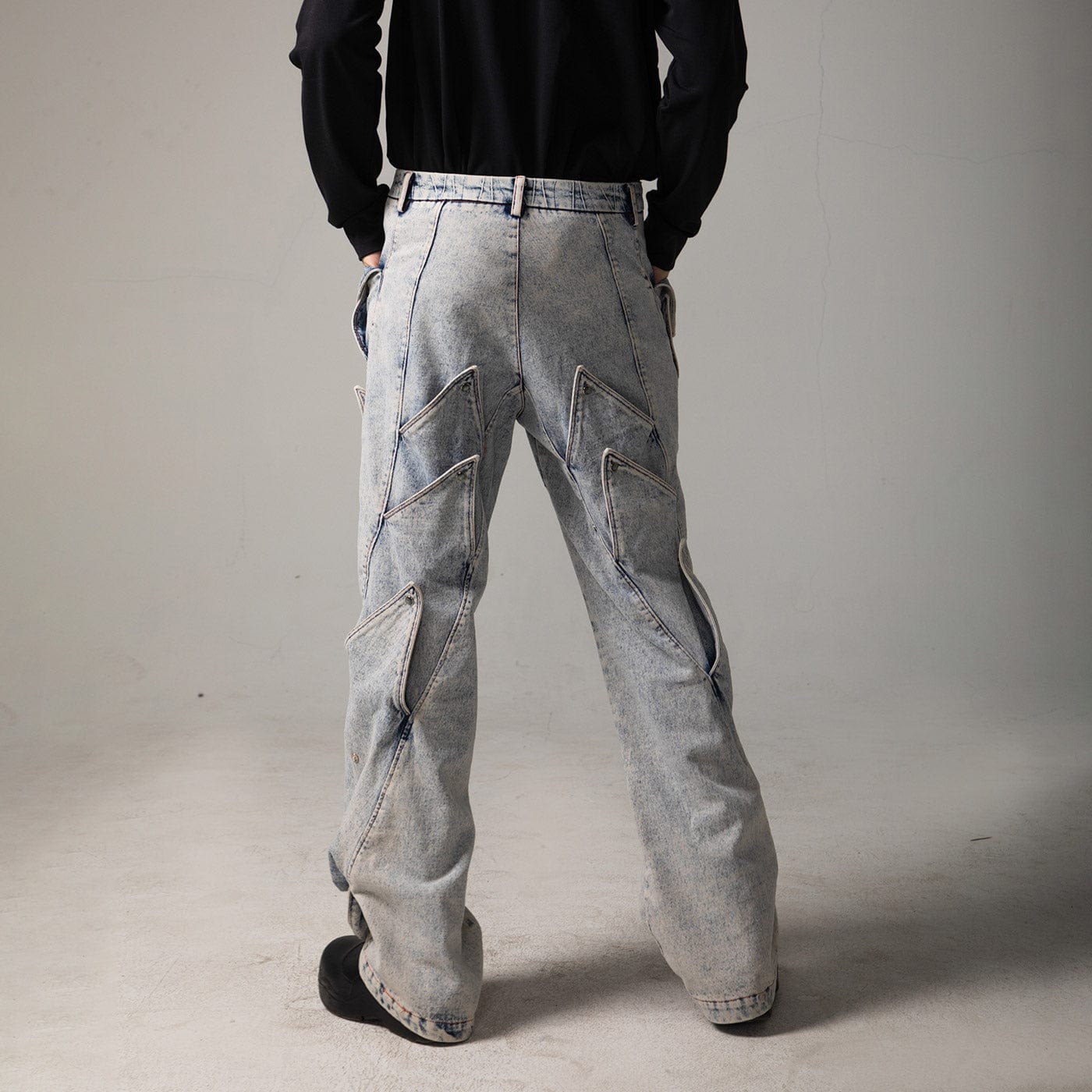 Deconstructed Rose Petals Washed Jeans