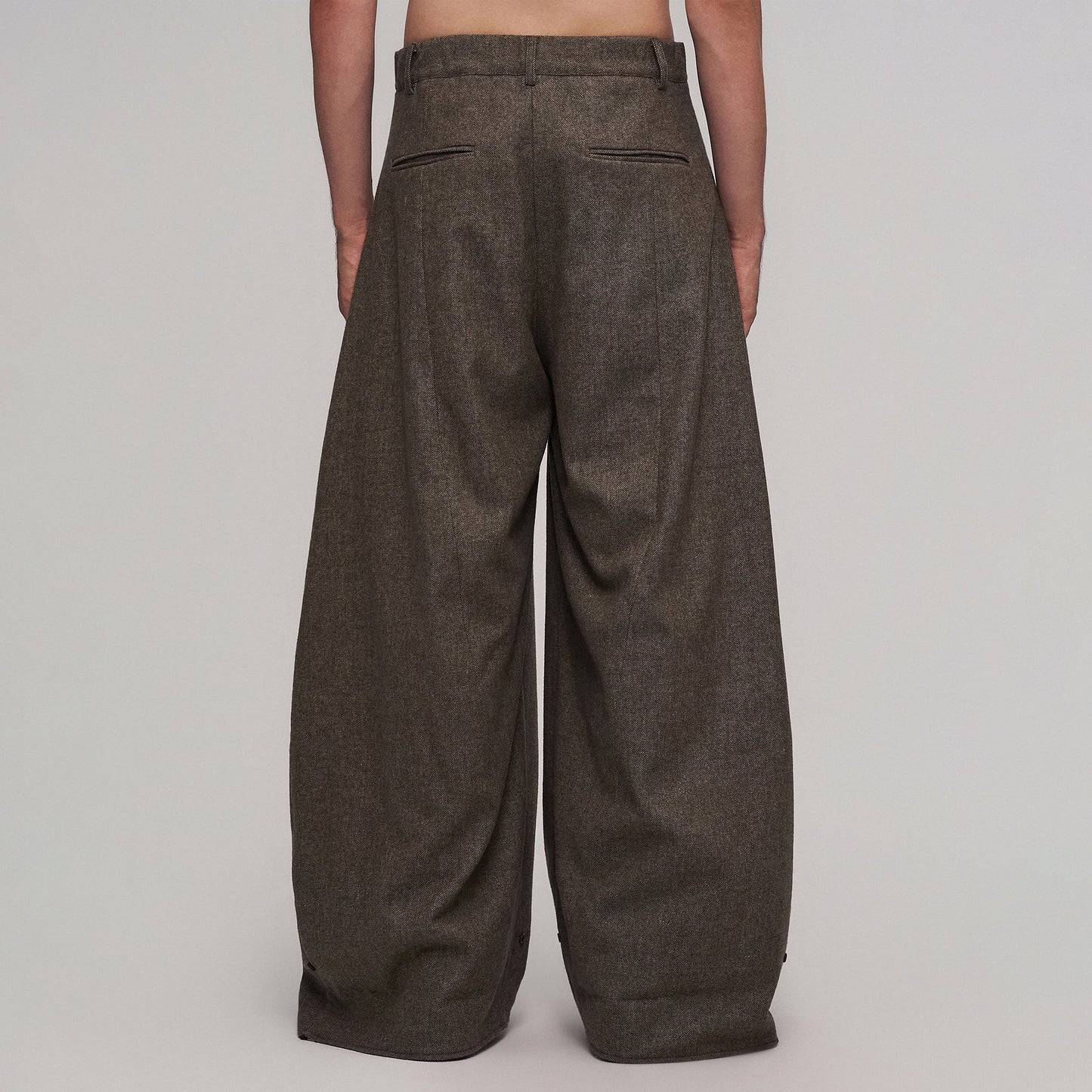 Striped Lining Oversized Wool-Blend Trousers