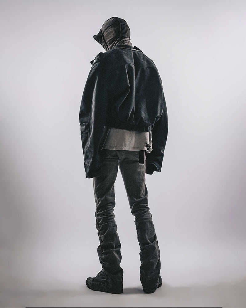 Post-Apocalyptic Deconstructed Cropped Moto Jacket