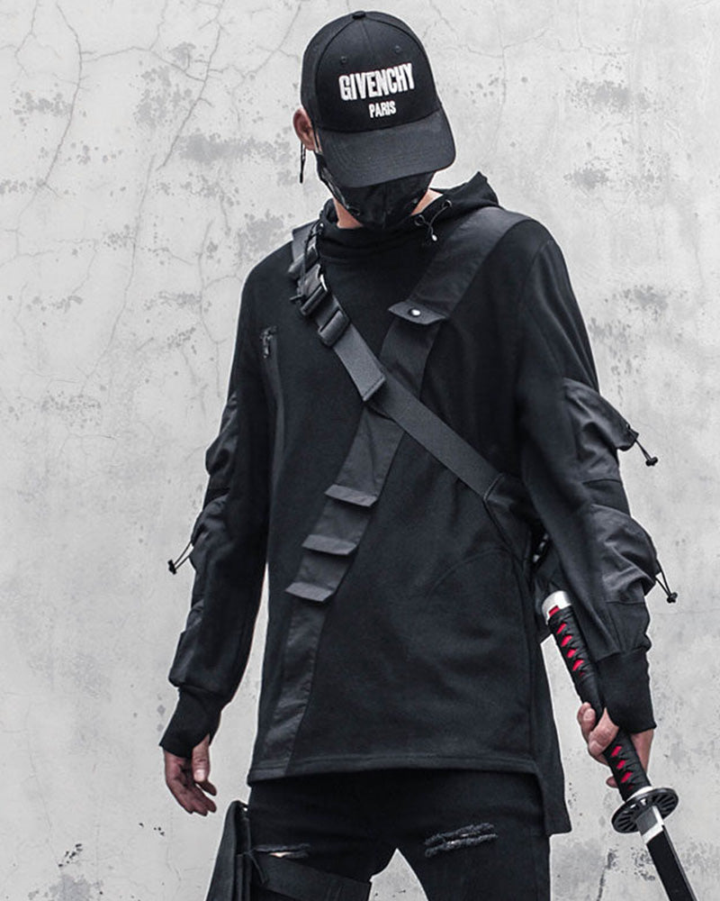 Japanese Techwear Multi-Pocket Drawstring Hoodie