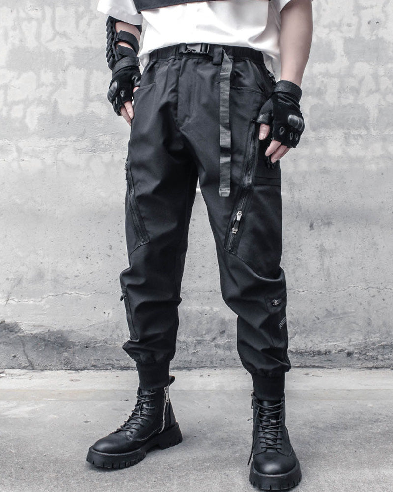 Techwear Black Zip Pocket Cargo Pants
