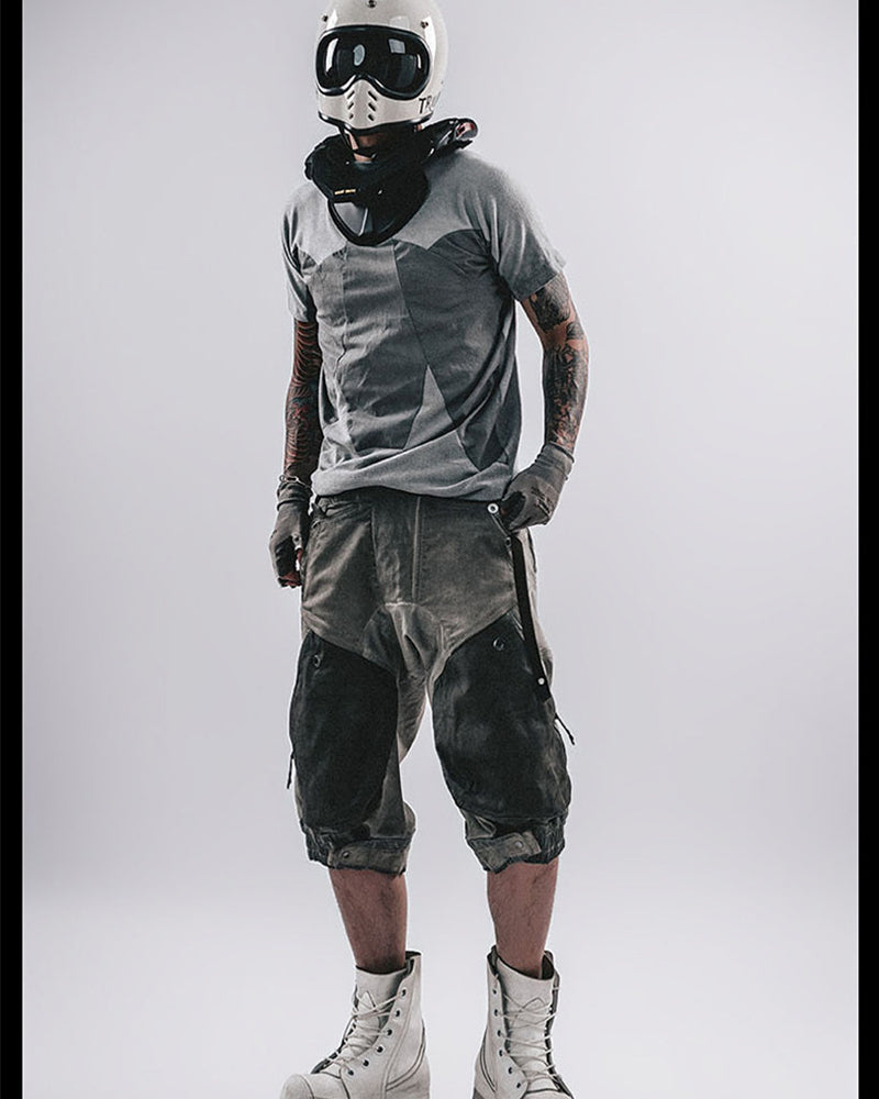 Wasteland Wear 3D Patchwork Distressed Cotton T-Shirt