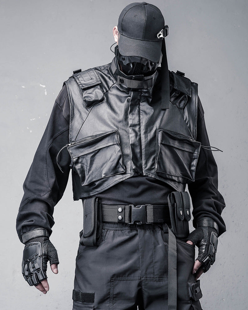 Techwear Coated Utility Cropped Tactical Vest