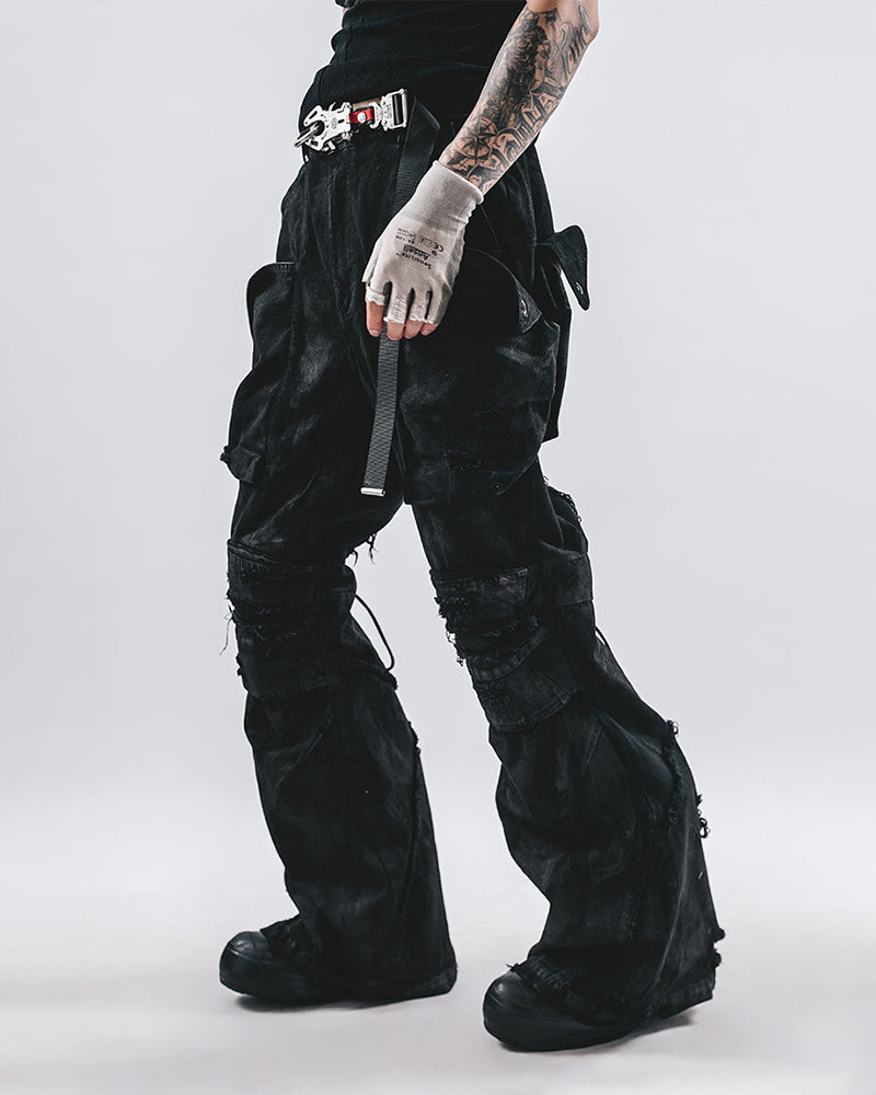 Abyssal Ripped Flared Cargo Pants