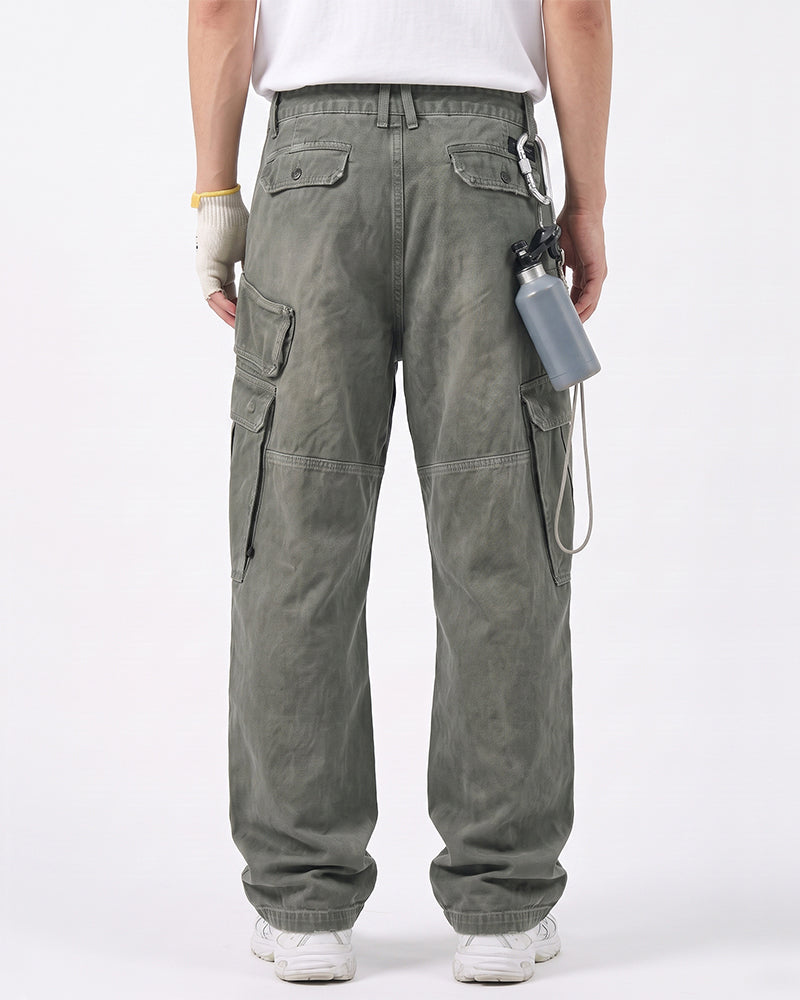 Distressed Panel‑Constructed Multi‑Pocket Cargo Pants