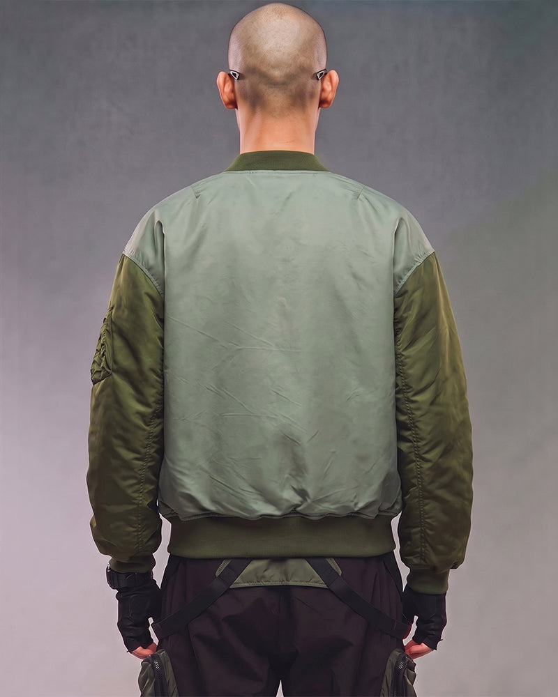 Deconstructed Color-Block Multi-Zip Military Jacket