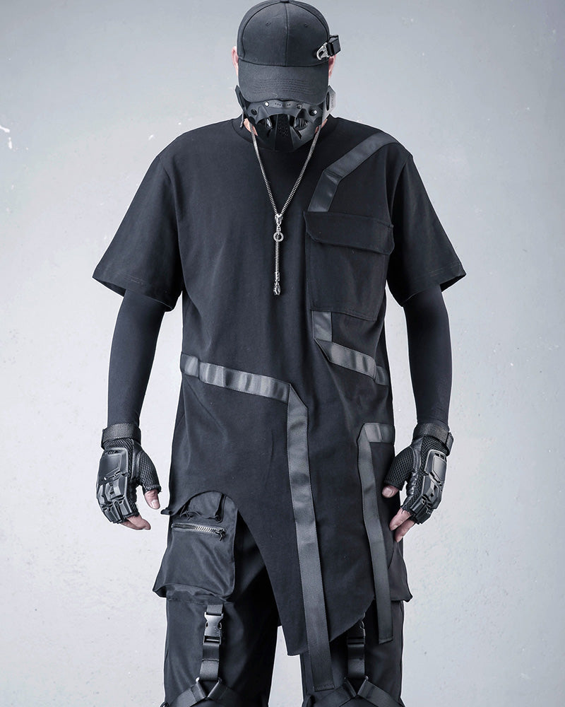 Darkwear Techwear Asymmetric Cargo T-Shirt