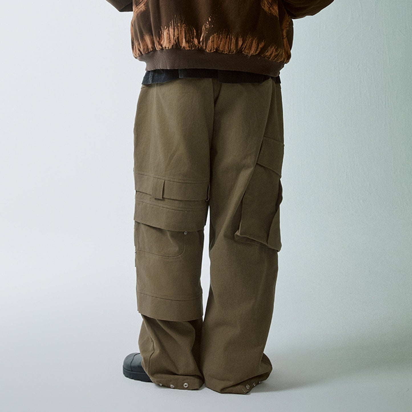 Asymmetrical Crinkled Cargo Pants