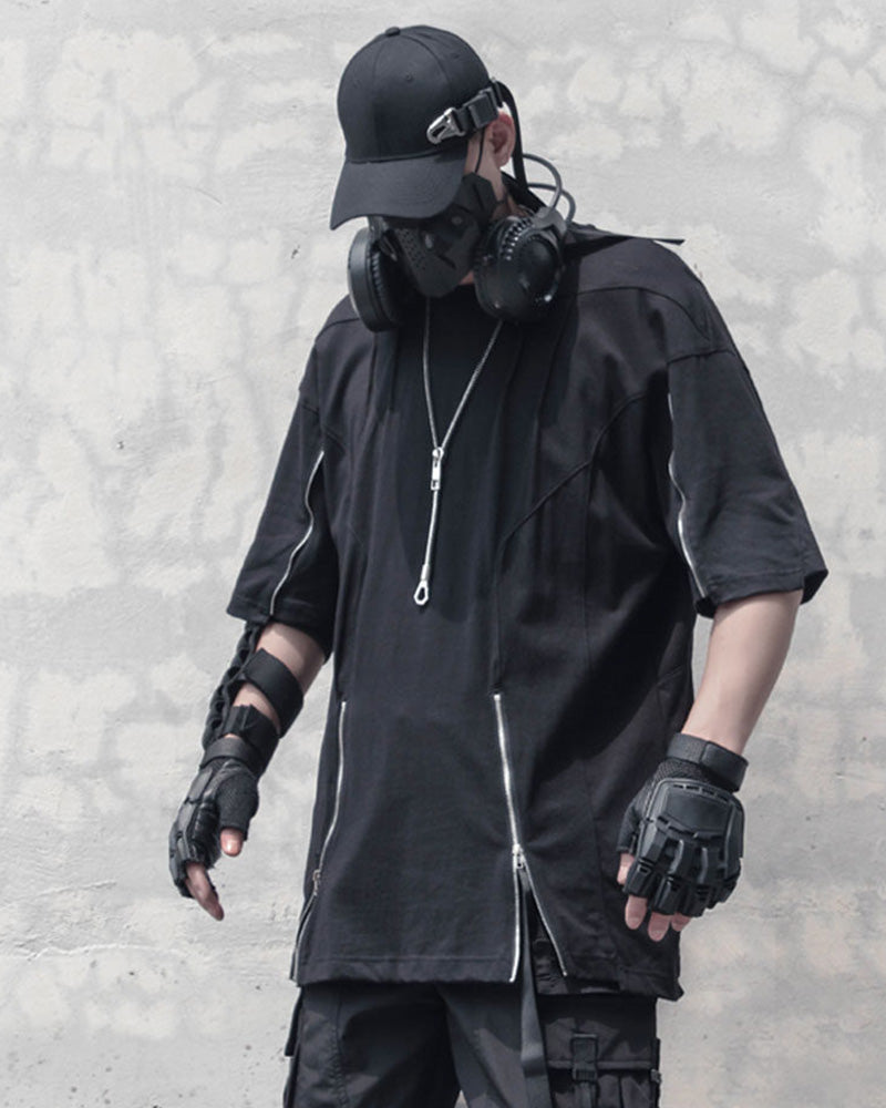 Functional Multi-Zip Streetwear T-Shirt