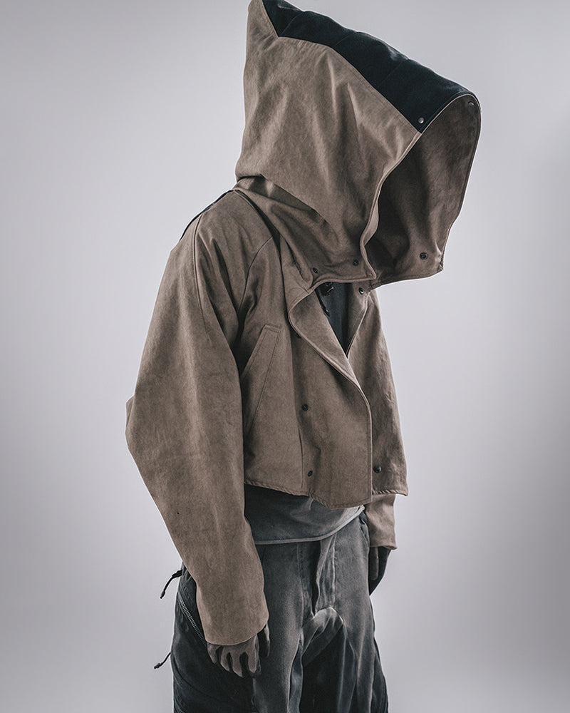 Post-Apocalyptic Hooded Cropped Utility Jacket