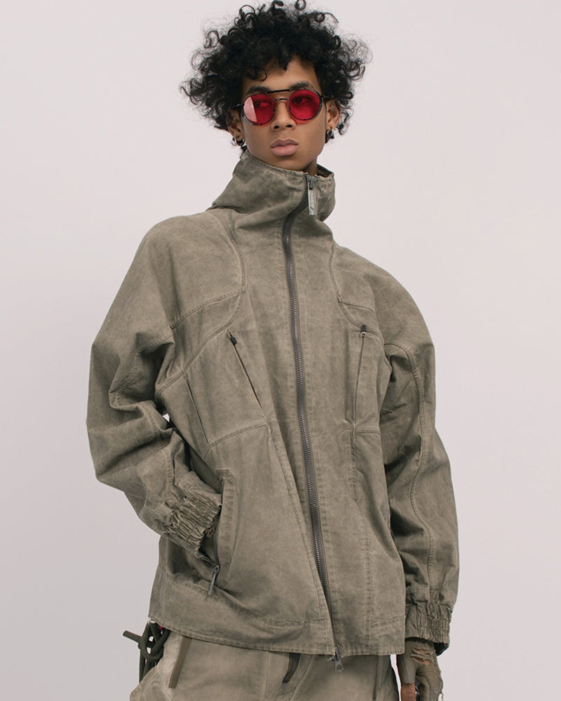 Washed Utility Multi-Zip Tech Jacket