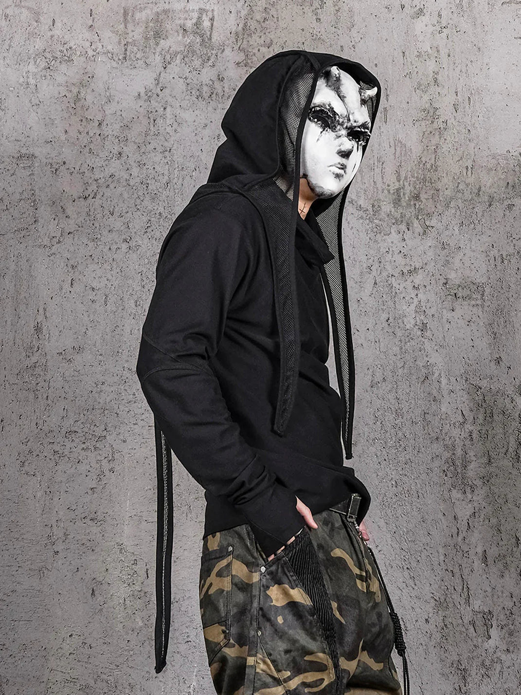 Mesh-Spliced Long Strap Durag