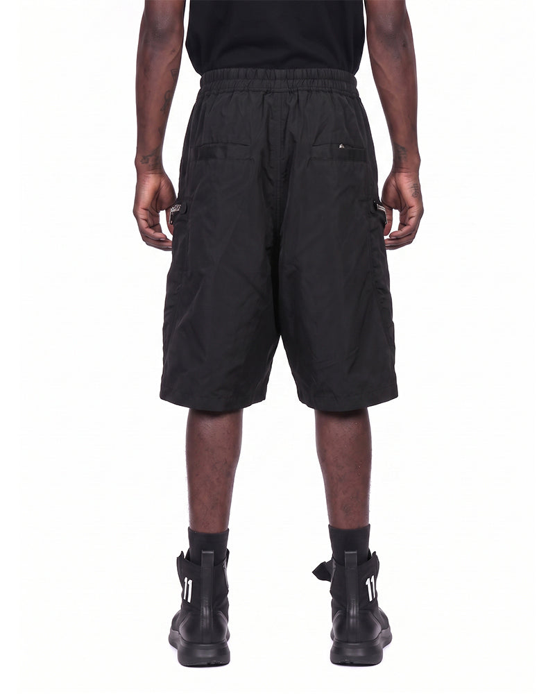 Multi-Zip Deconstructed Wide-Leg Multi-Pocket Utility Shorts