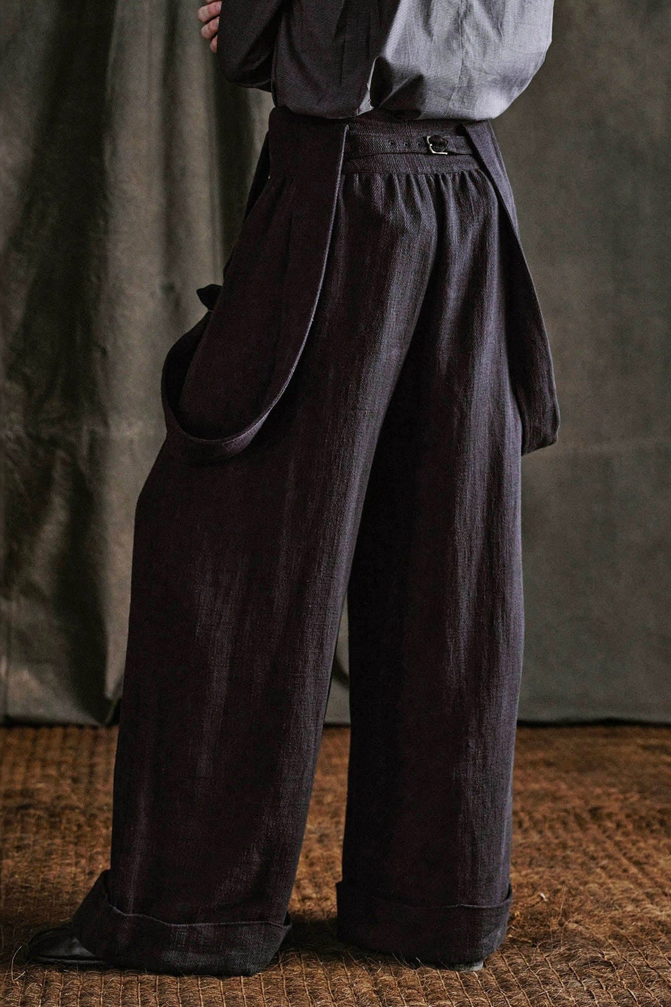 Buttoned High-Waist Wide-Leg Overalls