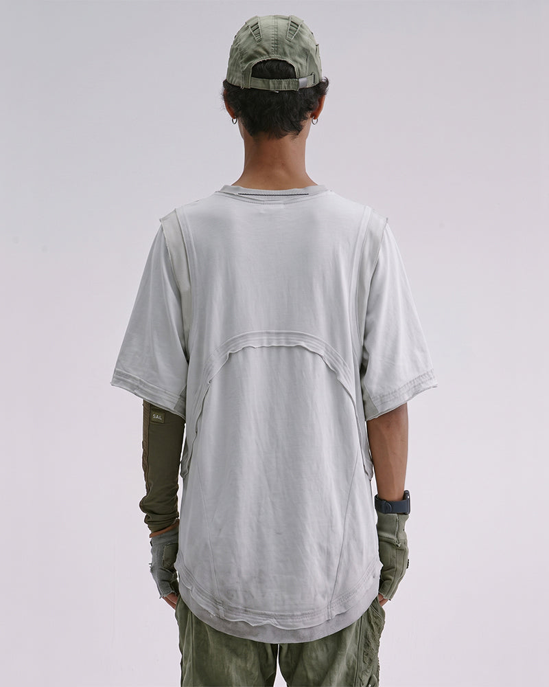 Post-Apocalyptic Dirty Dye Transformable Sleeve T-Shirt