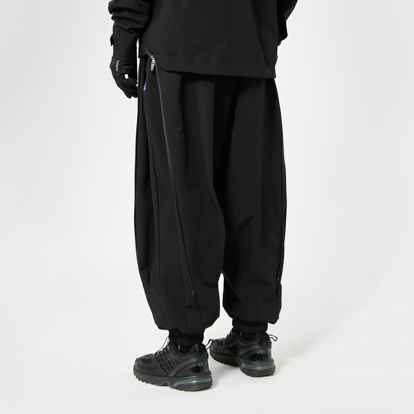 Double-Zip Wide-Leg Jogger Pants